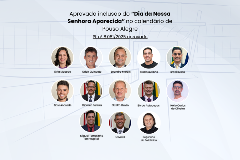 Aprovada inclusão do “Dia da Nossa Senhora Aparecida” no calendário de Pouso Alegre