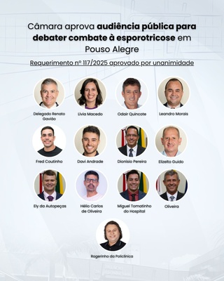 Câmara aprova audiência pública para debater combate à esporotricose em Pouso Alegre 