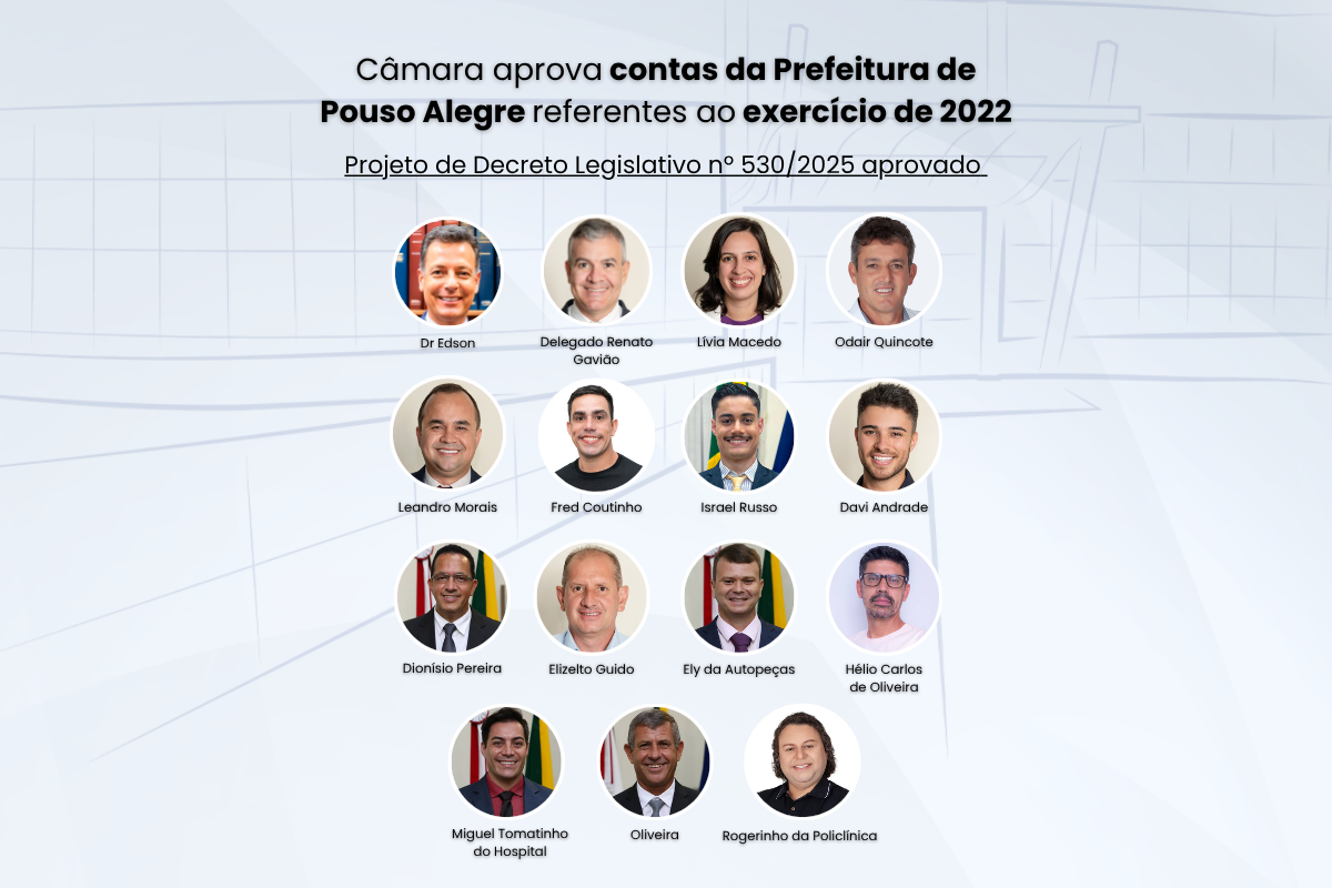Câmara aprova contas da Prefeitura de Pouso Alegre referentes ao exercício de 2022