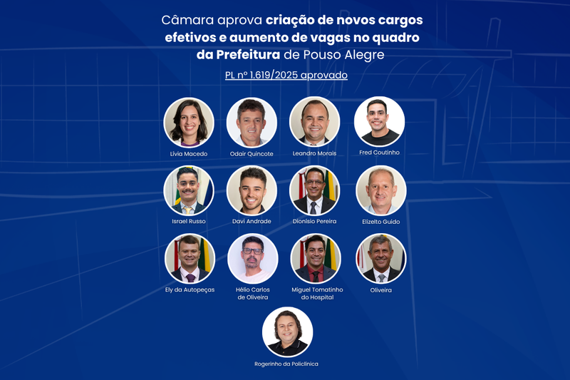 Câmara aprova criação de novos cargos efetivos e aumento de vagas no quadro da Prefeitura de Pouso Alegre