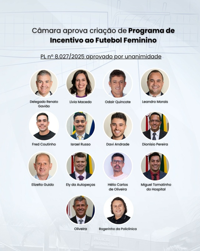 Câmara aprova criação de Programa de Incentivo ao Futebol Feminino 