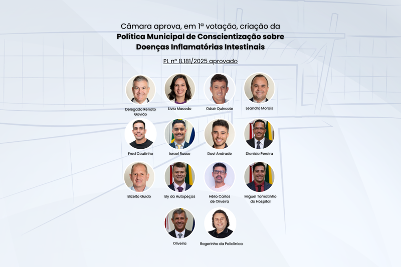 Câmara aprova, em 1ª votação, criação da Política Municipal de Conscientização sobre Doenças Inflamatórias Intestinais