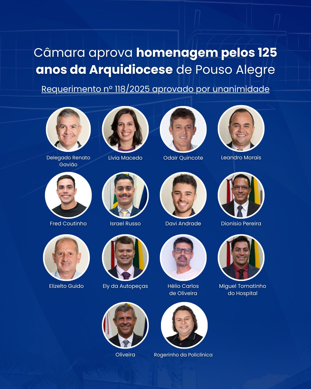 Câmara aprova homenagem pelos 125 anos da Arquidiocese de Pouso Alegre 