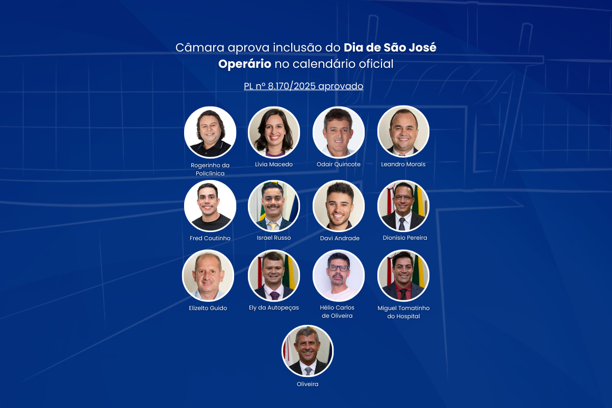 Câmara aprova inclusão do Dia de São José Operário no calendário oficial