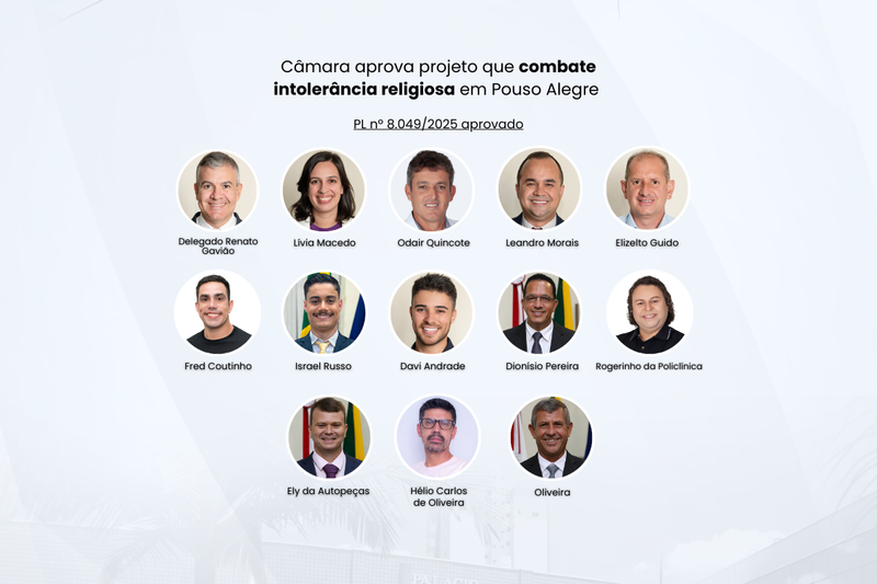 Câmara aprova projeto que combate intolerância religiosa em Pouso Alegre