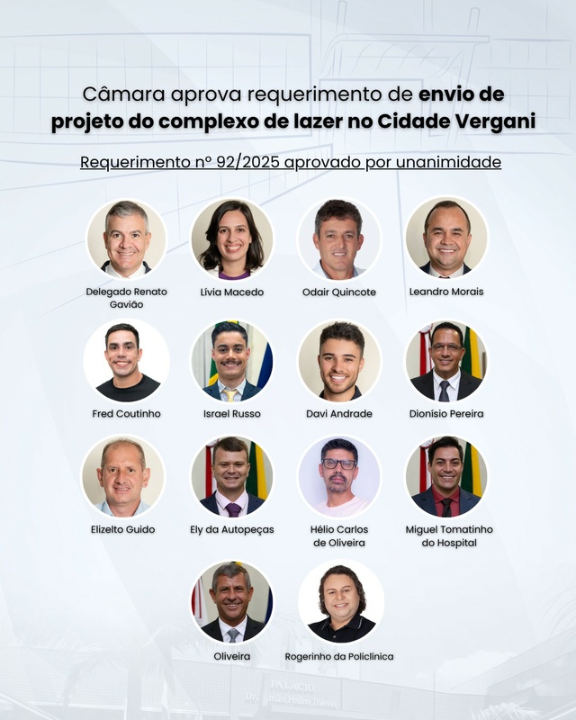 Câmara aprova requerimento de envio de projeto do complexo de lazer no Cidade Vergani 