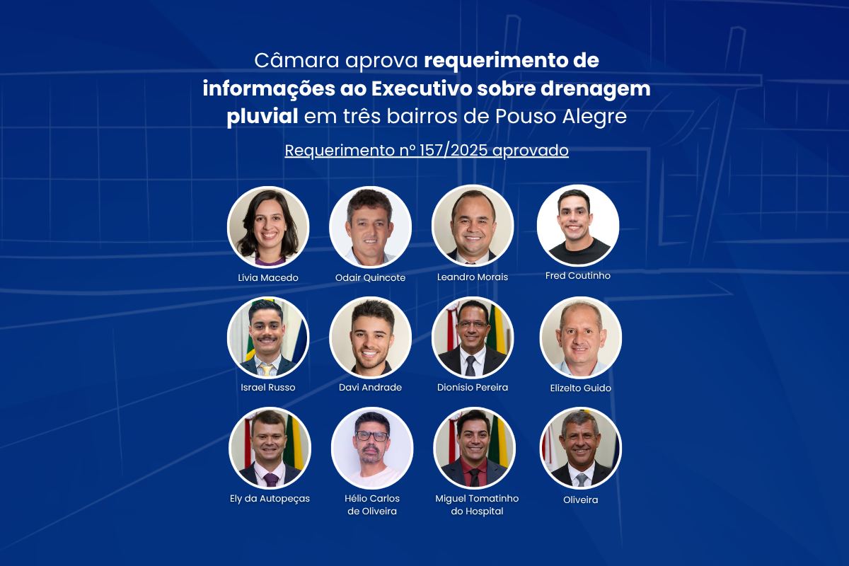 Câmara aprova requerimento de informações ao Executivo sobre drenagem pluvial em três bairros de Pouso Alegre