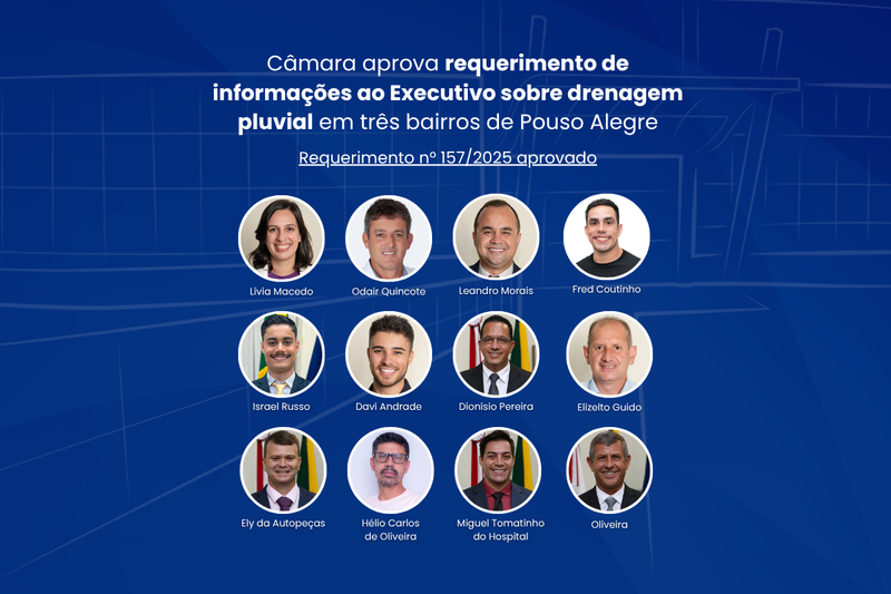 Câmara aprova requerimento de informações ao Executivo sobre drenagem pluvial em três bairros de Pouso Alegre