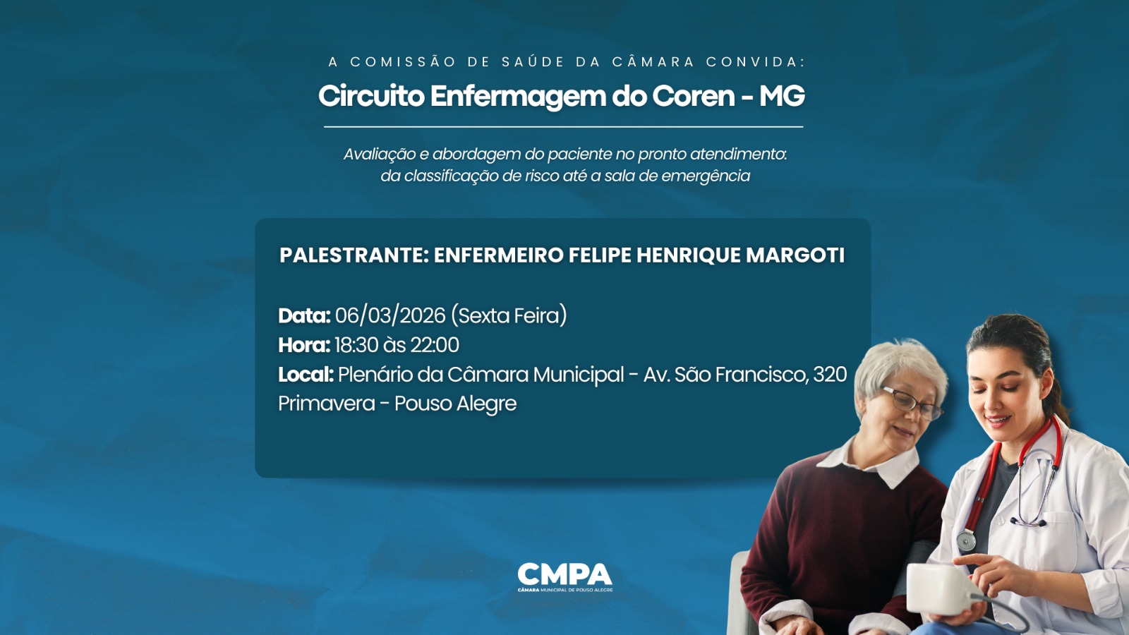 Câmara de Pouso Alegre recebe Circuito Enfermagem do Coren-MG nesta sexta-feira
