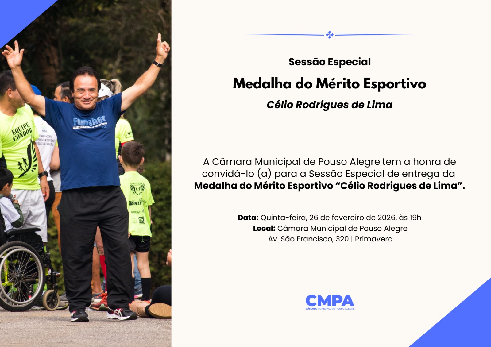 Câmara realiza entrega da  Medalha do Mérito Esportivo no dia 26/02