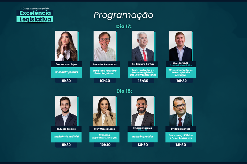 Confira a programação completa do 1º Congresso Municipal de Excelência Legislativa