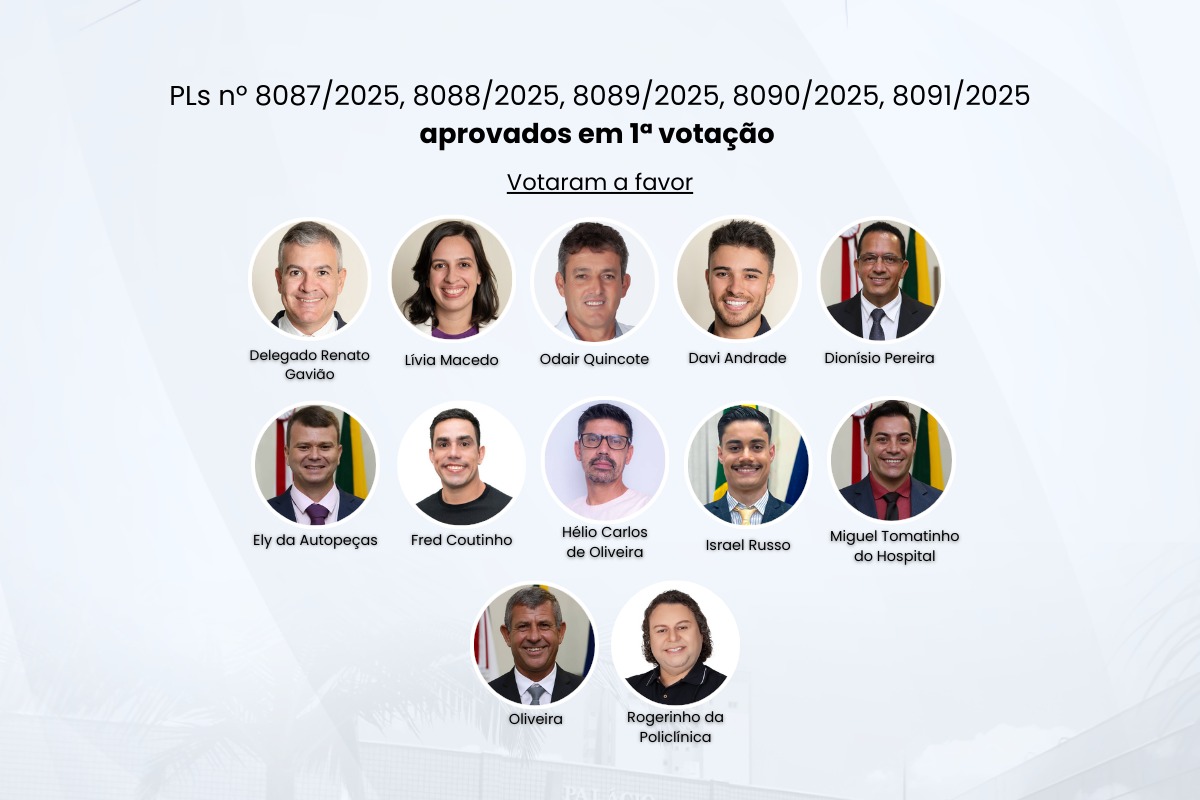 Vereadores aprovam 5 projetos em 1ª votação