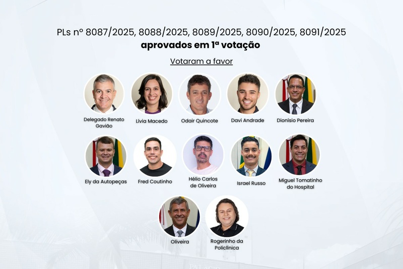 Vereadores aprovam 5 projetos em 1ª votação