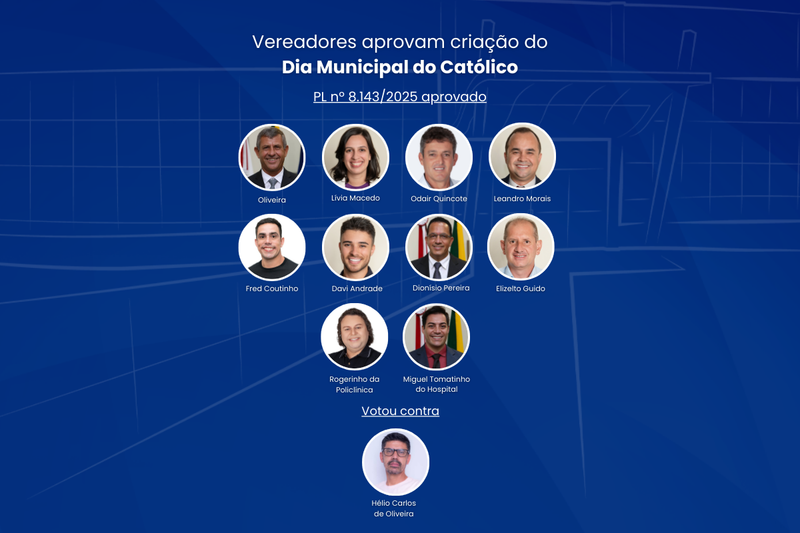 Vereadores aprovam criação do Dia Municipal do Católico