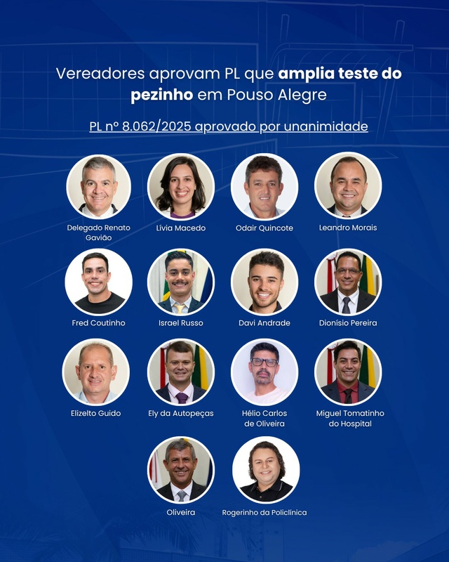 Vereadores aprovam PL que amplia teste do pezinho em Pouso Alegre 