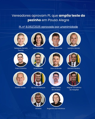 Vereadores aprovam PL que amplia teste do pezinho em Pouso Alegre 